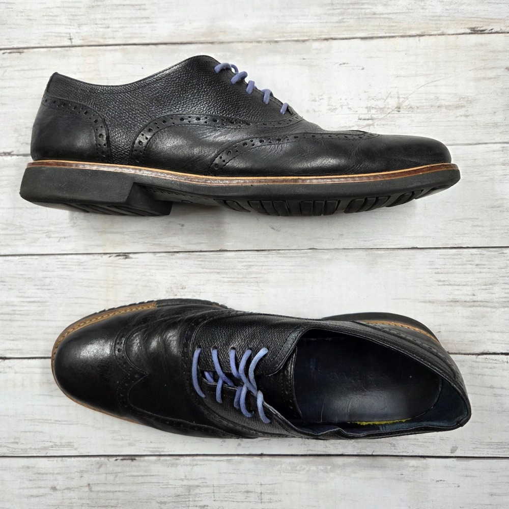 Cole Haan Oxford Mens 12M Black C11233 Wingtip Brogue Leather Dress Shoes